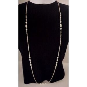 Sarah Coventry Silvertone Necklace Intermittent Faux Pearl And Filigree Beads